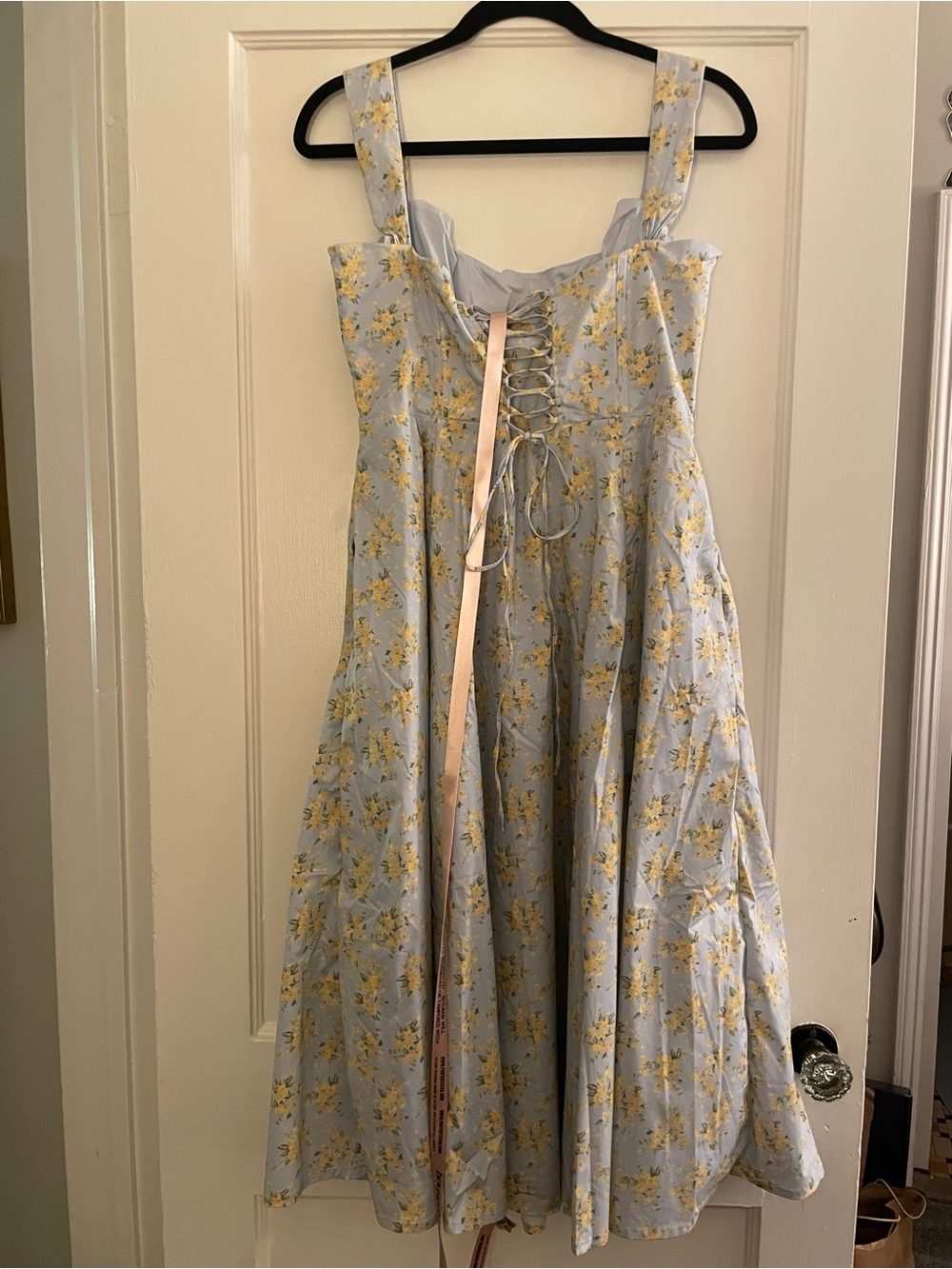 House of CB NET Light Blue and Yellow Floral Midi Dress - Picture 3 of 10